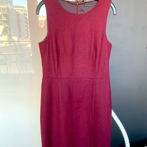 Theory size 10 burgundy sleeveless shift dress